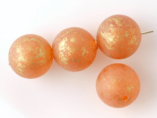 vintage orange brown gold picasso round beads 14mm