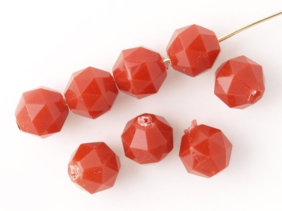 vintage red brown round cut beads 8mm