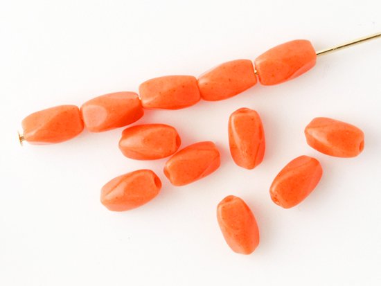 vintage red orange rice beads 7mm