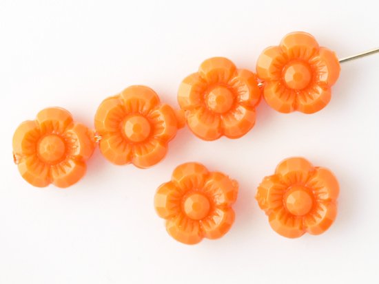 vintage orange flower beads 10mm