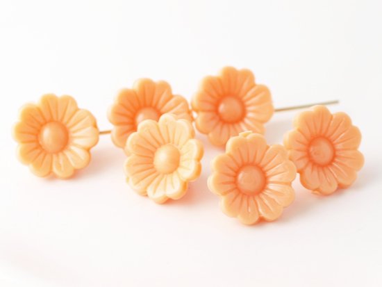 vintage white orange flower beads 12x7mm
