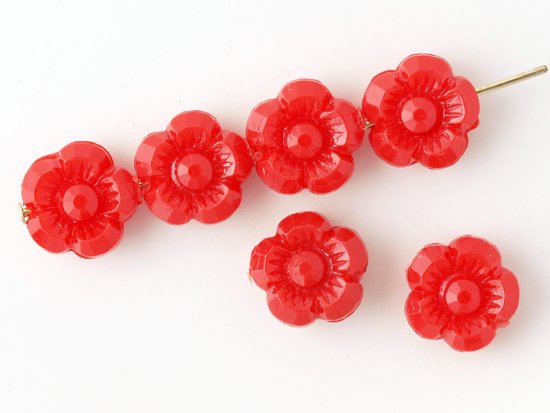 vintage red flower beads 10mm