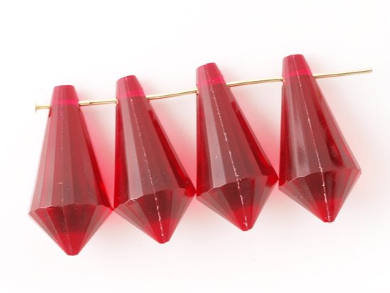 vintage cherry red tear drop cut beads 23.5x11mm