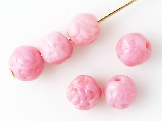vintage pink rose beads 6mm