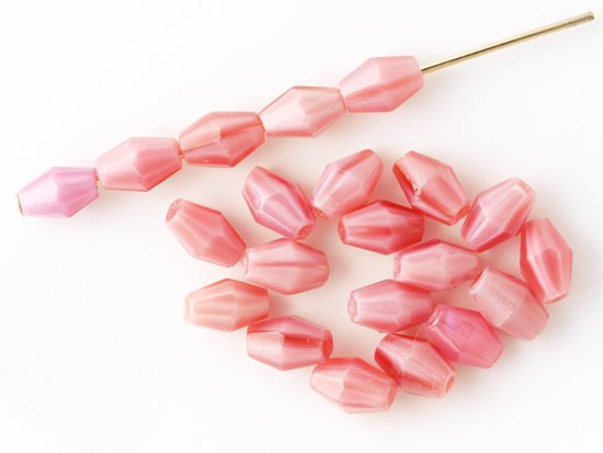 vintage rose pink diamond cut beads 6.5mm