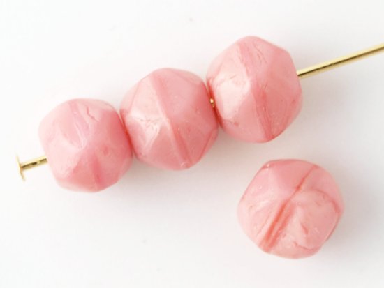 vintage pink english cut beads 6.5mm