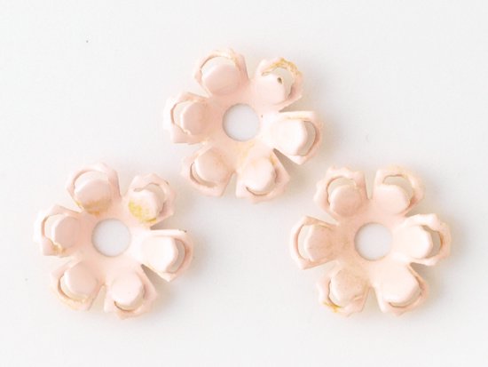 vintage pink 6petal flower metal beads 10.5mm