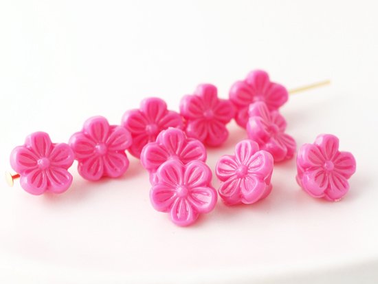 vintage pink flower beads 8mm