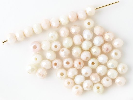 milk pink orange facet rondell spacer beads 3.5mm