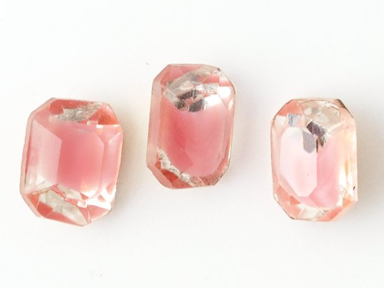 vintage pink givre rectangle glass 10x8mm