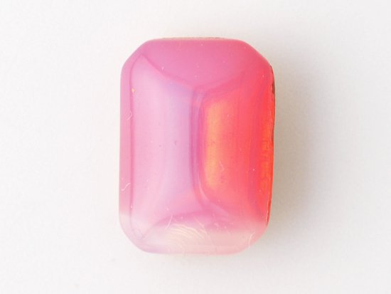 vintage red pink rectangle drop glass 14x10mm