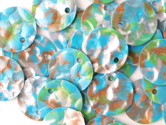 blue green brown marble round spangle 9mm