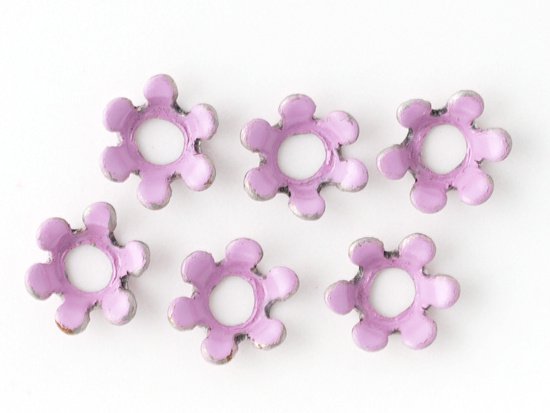 vintage purple 6petal flower metal beads 6.5mm