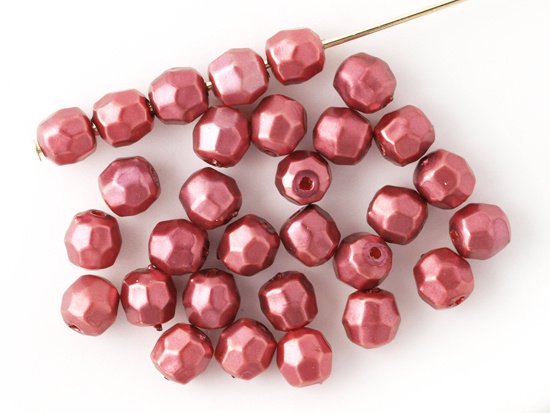 vintage red purple pearl cut beads 5mm