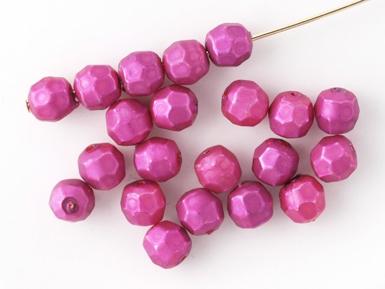 vintage pink purple pearl cut beads 6mm