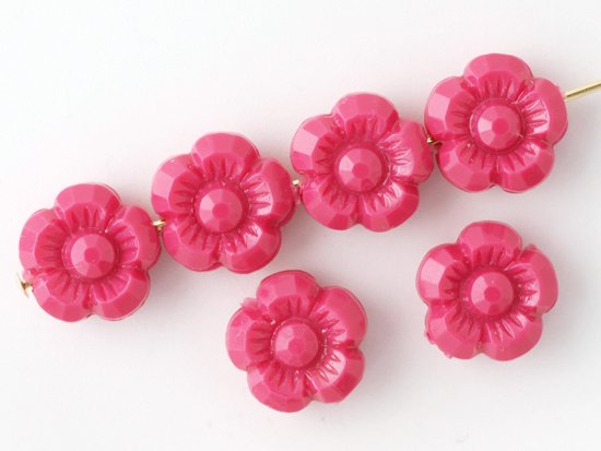 vintage pink purple flower beads 10mm