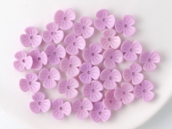 pearl light purple 3petal flower beads 9.5mm