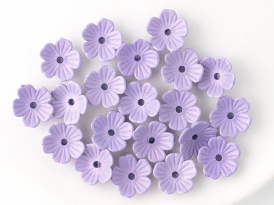 pearl blue purple 5petal flower beads 11mm