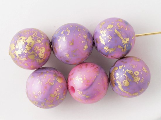 <img class='new_mark_img1' src='https://img.shop-pro.jp/img/new/icons5.gif' style='border:none;display:inline;margin:0px;padding:0px;width:auto;' />vintage pink purple marble gold picasso round beads 12mm