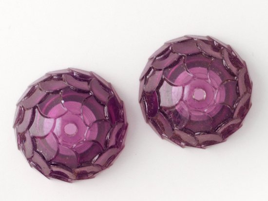 vintage purple scale half round beads 19.5mm