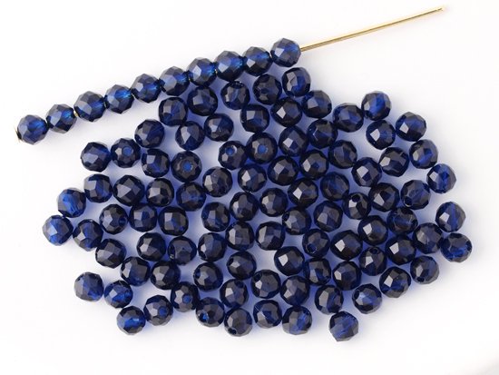 navy round cut beads 3mm