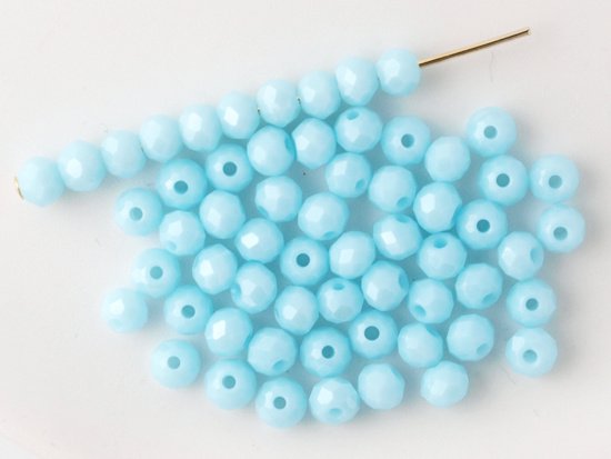 light blue facet rondell spacer beads 4mm