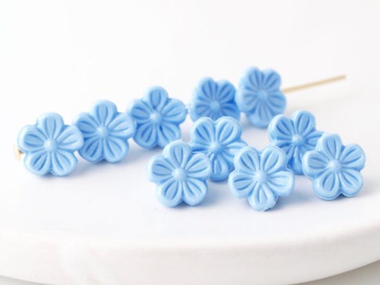vintage light blue flower beads 8mm