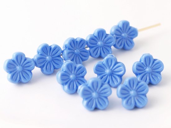 vintage light sapphire blue flower beads 8mm