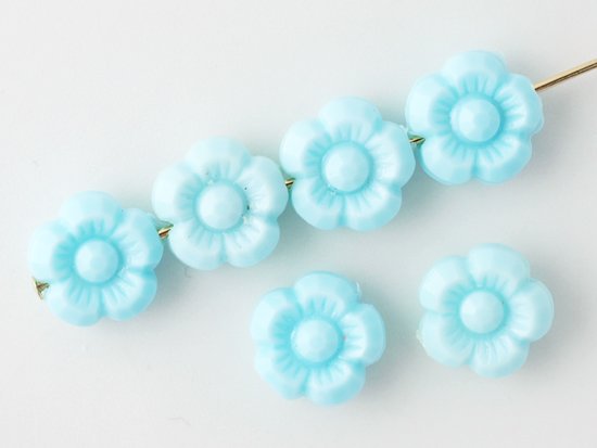 vintage light blue flower beads 10mm