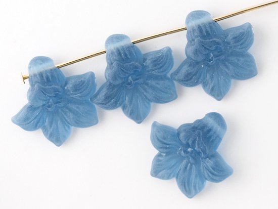 vintage frost dark blue flower beads 15mm