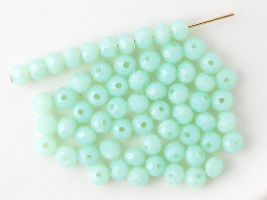 pastel green facet rondell spacer beads 4mm