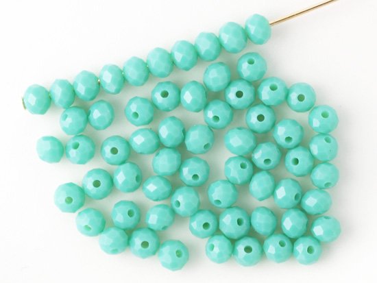 turquoise green facet rondell spacer beads 4mm