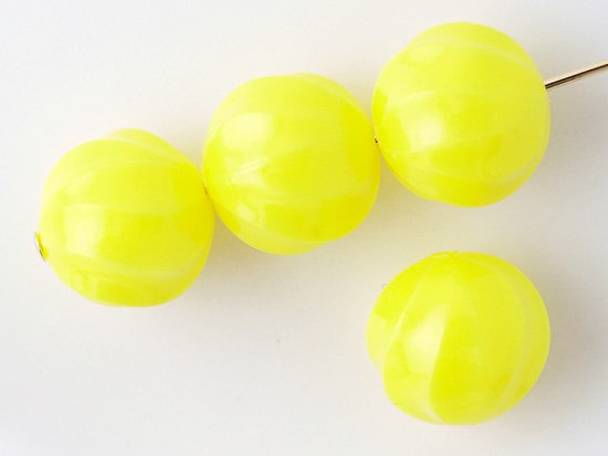 vintage yellow twist round beads 12mm