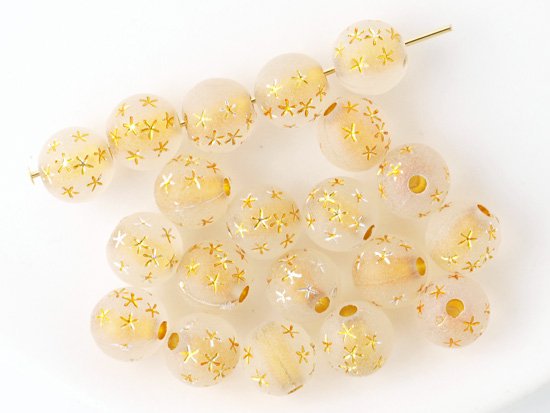 frost clear gold star round beads 7.5mm