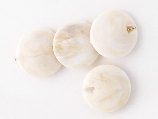 vintage ivory coin marble pinch beads 18mm