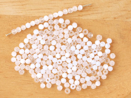 clear white round cut beads 2mm