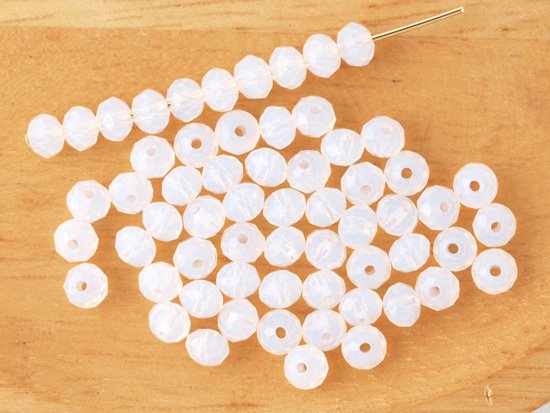 milky white facet rondell spacer beads 4mm