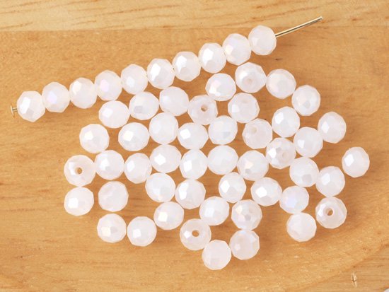 white alabaster AB facet rondell spacer beads 4mm