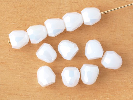 white AB cone cut beads 6mm