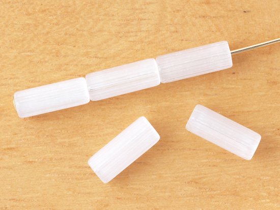 vintage white satin tube beads 10x4mm