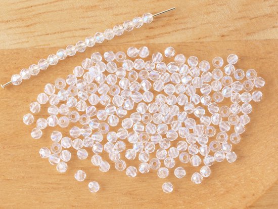 clear moonlight round cut beads 2mm