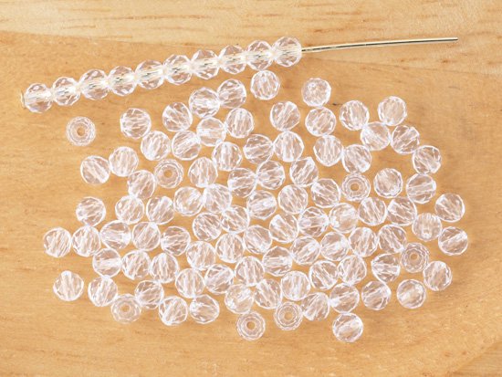 clear round cut beads 3mm