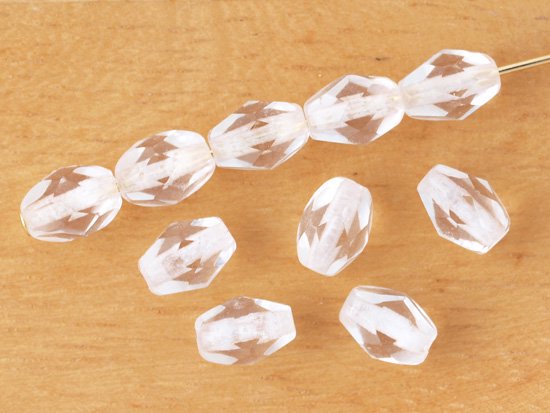 vintage clear oval cut beads 7mm