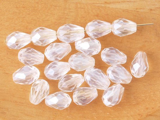 clear laster tear drop cut beads 8x6mm