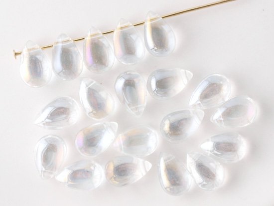 clear tear drop beads 9x6mm