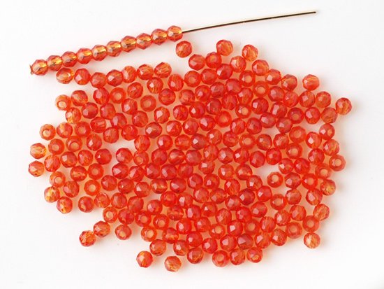 orange red round cut beads 2mm