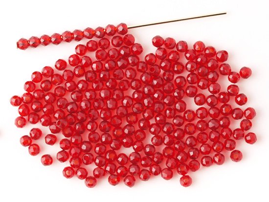 light siam round cut beads 2mm