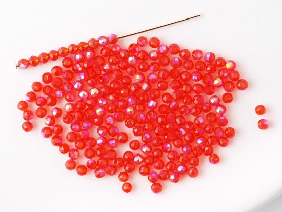 light red AB round cut beads 2mm