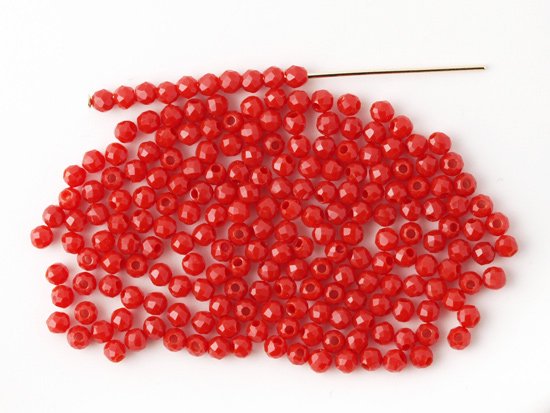 coral red round cut beads 2mm