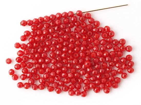 dark coral red round cut beads 2mm